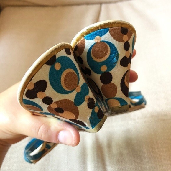 Cute blue dotted wedge heel sandals / shoes - Picture 9 of 12